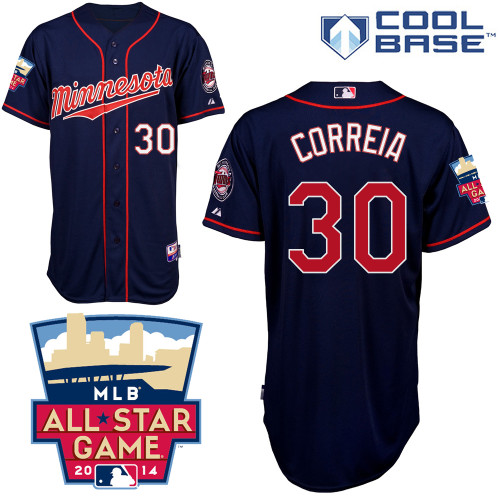 Kevin Correia #30 Youth Baseball Jersey-Minnesota Twins Authentic 2014 ALL Star Alternate Navy Cool Base MLB Jersey